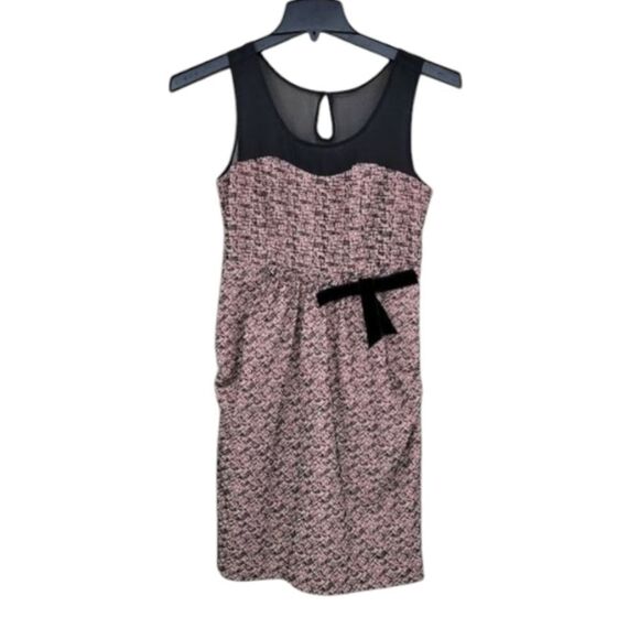 Anthropologie Moulinette Soeurs Pink with Black Velvet Pattern Cinched Dress - Picture 1 of 17